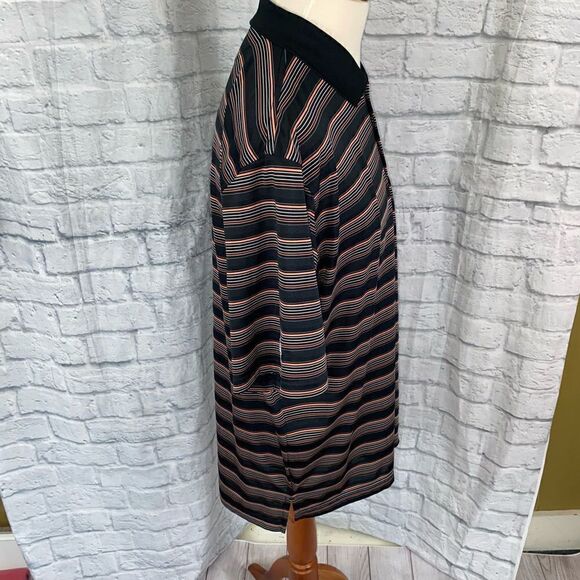 Under armour short sleeve 3 button polo black w/orange white stripes sz XXL men - Picture 4 of 9